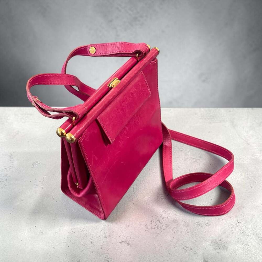 Donna Karan New York Vintage Magenta Leather Structured Crossbody Bag